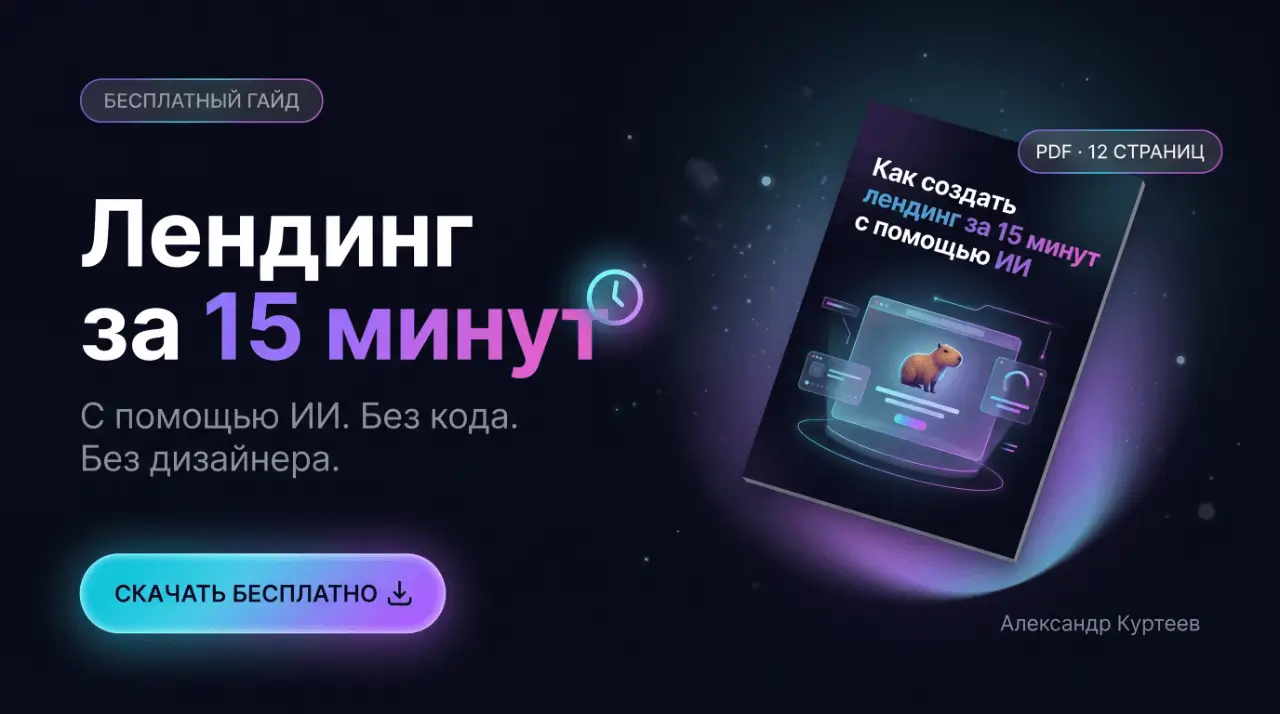 Реклама гайда «Лендинг за 15 минут»
